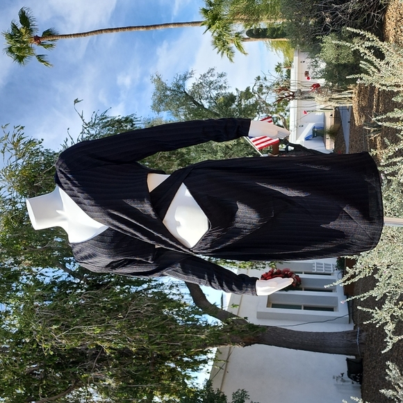 SPIRIT OF GRACE NORDSTROM Black Cut Out Wrap Dress L M Bodycon Criss Cross Front - Picture 11 of 15